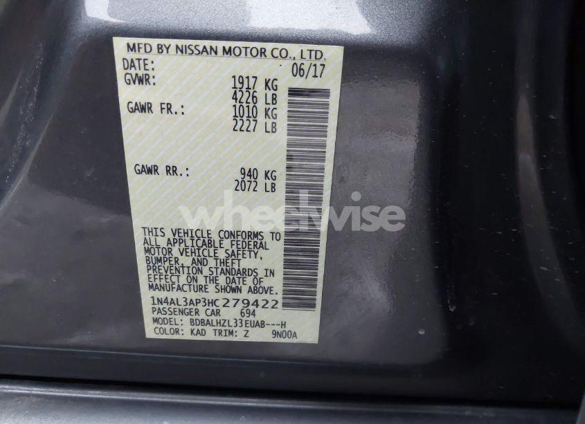 Photo 9 of 2017 Nissan Altima 2.5 SR (VIN 1N4AL3AP3HC279422)