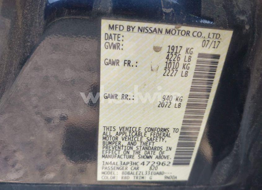 Photo 9 of 2017 Nissan Altima 2.5 S (VIN 1N4AL3AP3HC472962)