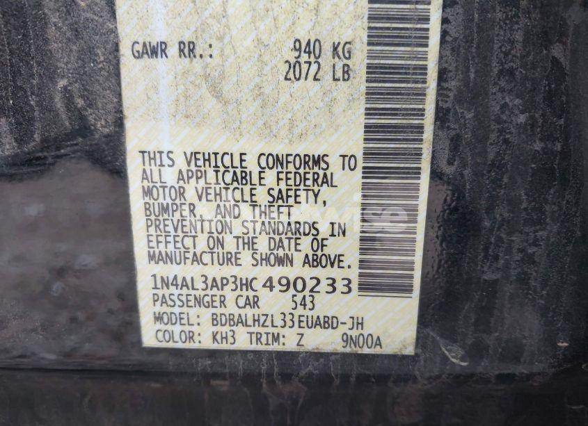 Photo 9 of 2017 Nissan Altima 2.5 SR (VIN 1N4AL3AP3HC490233)