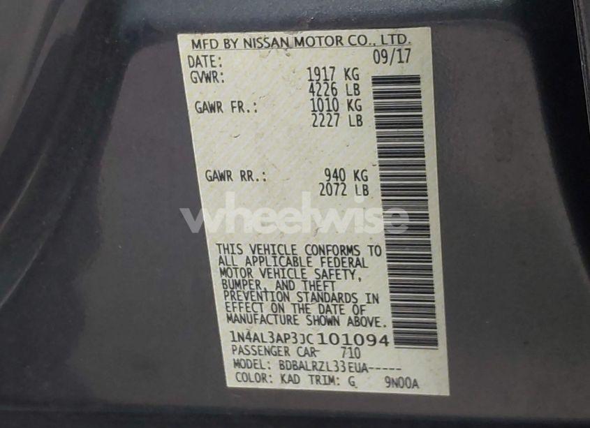 Photo 9 of 2018 Nissan Altima 2.5 SL (VIN 1N4AL3AP3JC101094)