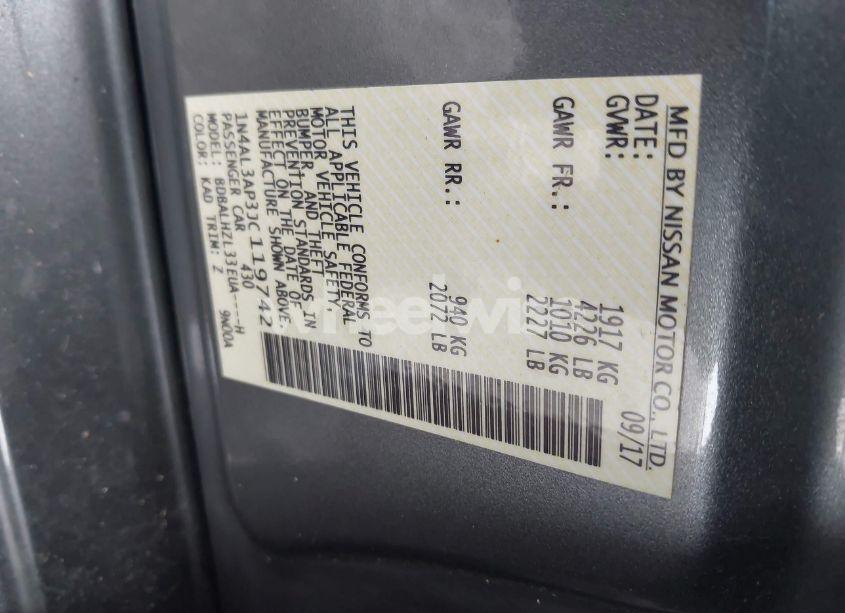 Photo 9 of 2018 Nissan Altima 2.5 SR (VIN 1N4AL3AP3JC119742)