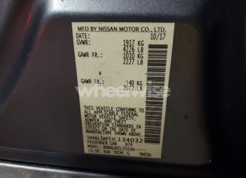 Photo 9 of 2018 Nissan Altima 2.5 SL (VIN 1N4AL3AP3JC134032)