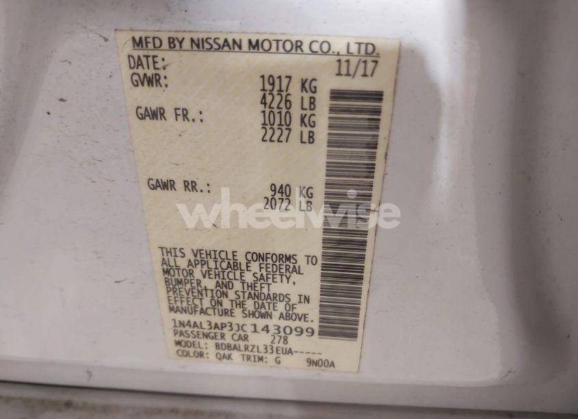 Photo 9 of 2018 Nissan Altima 2.5 SL (VIN 1N4AL3AP3JC143099)