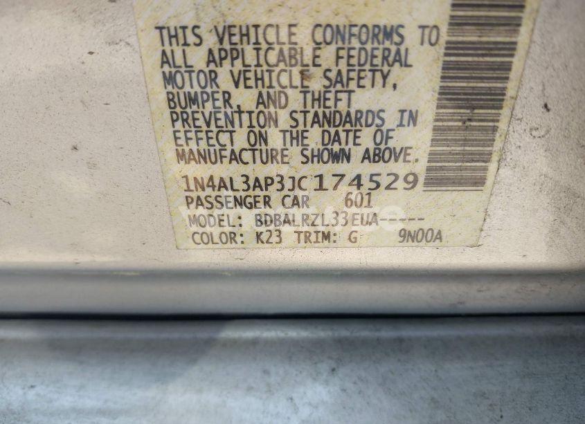 Photo 9 of 2018 Nissan Altima 2.5 SL (VIN 1N4AL3AP3JC174529)