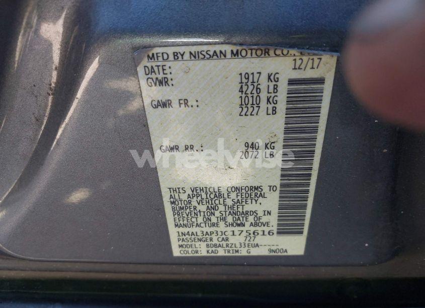 Photo 9 of 2018 Nissan Altima 2.5 SL (VIN 1N4AL3AP3JC175616)