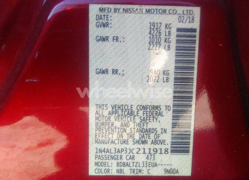 Photo 9 of 2018 Nissan Altima 2.5 SL (VIN 1N4AL3AP3JC211918)