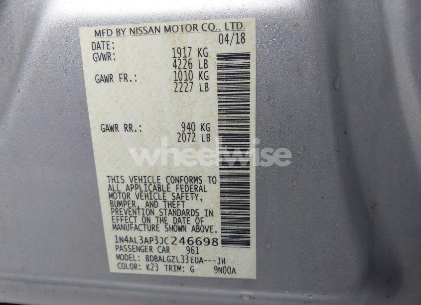 Photo 9 of 2018 Nissan Altima 2.5 S (VIN 1N4AL3AP3JC246698)