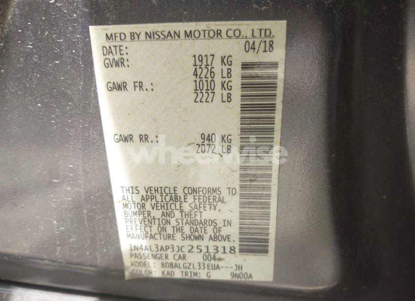 Photo 9 of 2018 Nissan Altima 2.5 S (VIN 1N4AL3AP3JC251318)