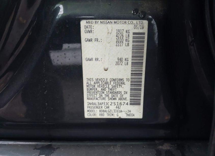 Photo 9 of 2018 Nissan Altima 2.5 S (VIN 1N4AL3AP3JC251674)