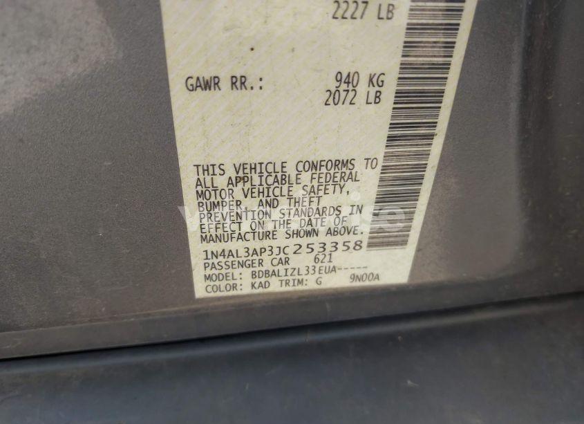 Photo 9 of 2018 Nissan Altima 2.5 SV (VIN 1N4AL3AP3JC253358)