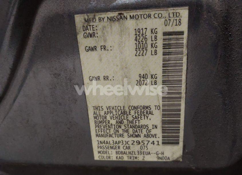 Photo 9 of 2018 Nissan Altima 2.5 SR (VIN 1N4AL3AP3JC295741)