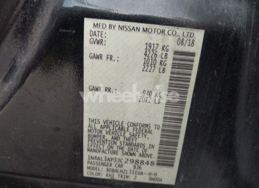 Photo 9 of 2018 Nissan Altima 2.5 SR (VIN 1N4AL3AP3JC298848)