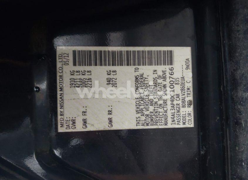 Photo 9 of 2013 Nissan Altima 2.5 SL (VIN 1N4AL3AP4DC100766)