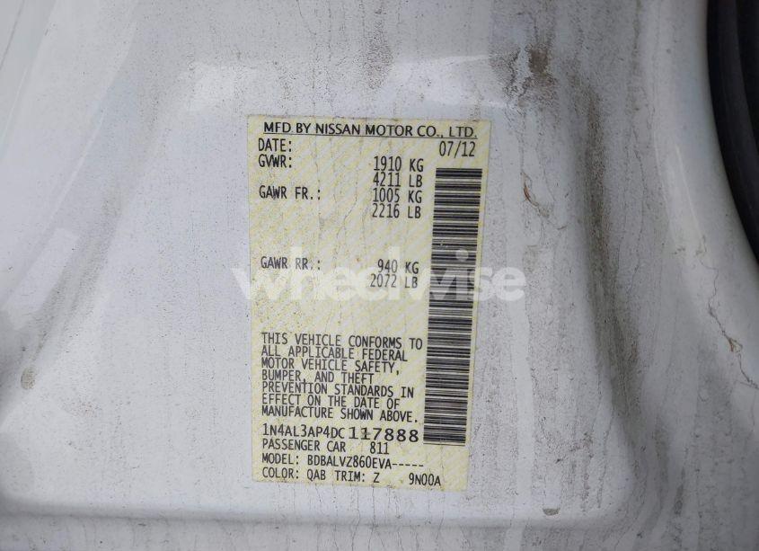 Photo 9 of 2013 Nissan Altima 2.5 SL (VIN 1N4AL3AP4DC117888)