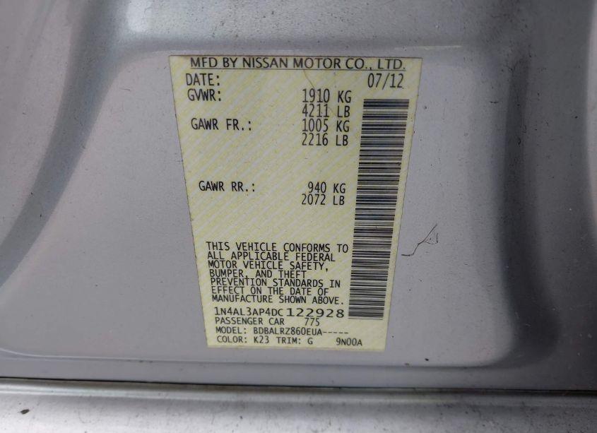 Photo 9 of 2013 Nissan Altima 2.5 S (VIN 1N4AL3AP4DC122928)