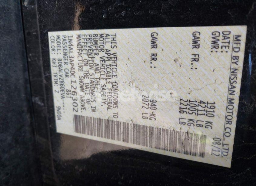 Photo 9 of 2013 Nissan Altima 2.5 SL (VIN 1N4AL3AP4DC126302)