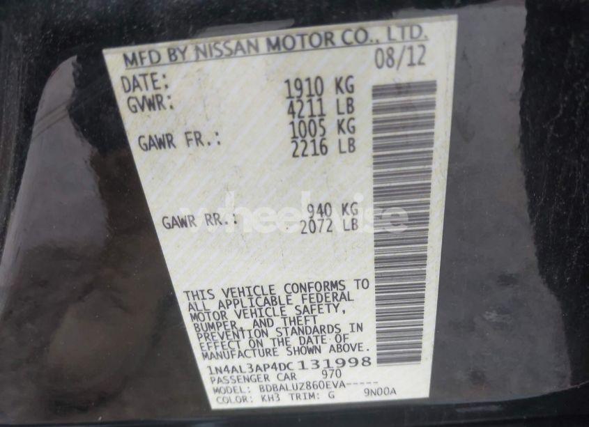 Photo 9 of 2013 Nissan Altima 2.5 SV (VIN 1N4AL3AP4DC131998)