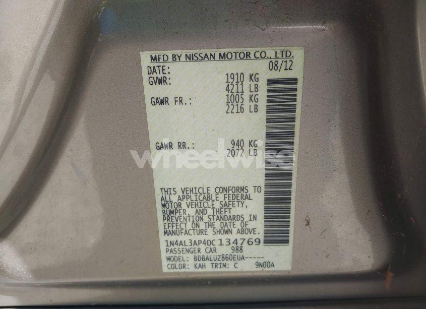 Photo 9 of 2013 Nissan Altima 2.5 SV (VIN 1N4AL3AP4DC134769)