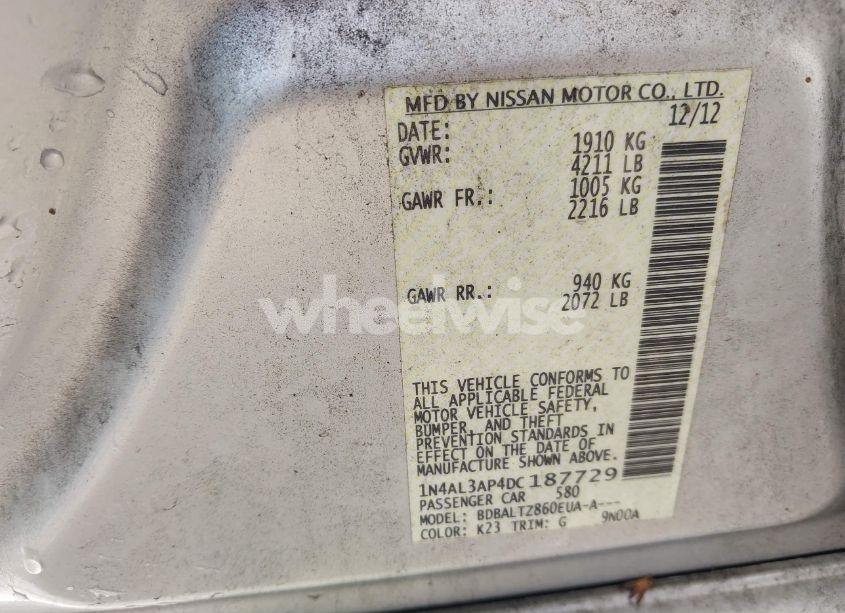 Photo 9 of 2013 Nissan Altima 2.5 SV (VIN 1N4AL3AP4DC187729)