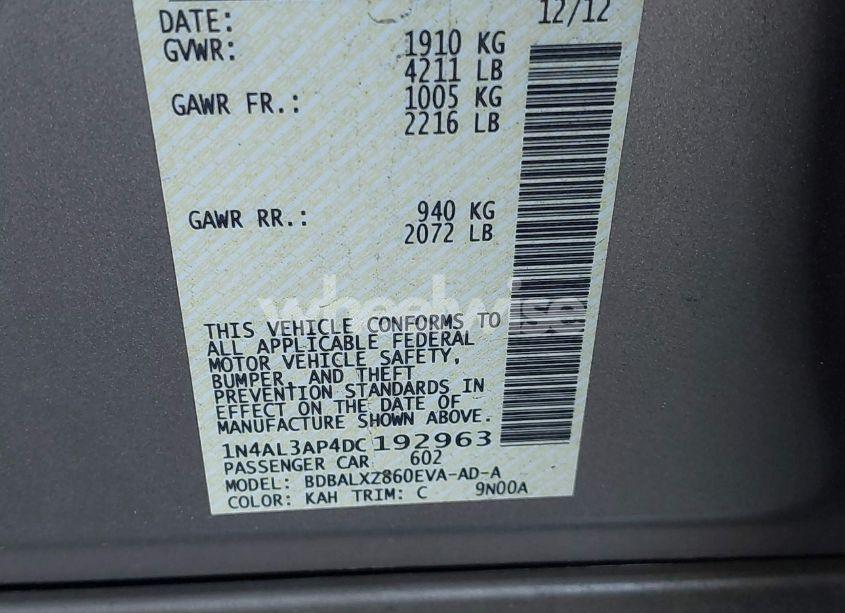 Photo 9 of 2013 Nissan Altima 2.5 SL (VIN 1N4AL3AP4DC192963)