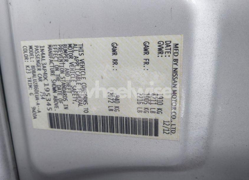 Photo 9 of 2013 Nissan Altima 2.5 SV (VIN 1N4AL3AP4DC195345)