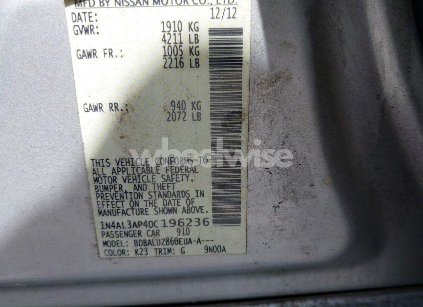 Photo 9 of 2013 Nissan Altima 2.5 SV (VIN 1N4AL3AP4DC196236)