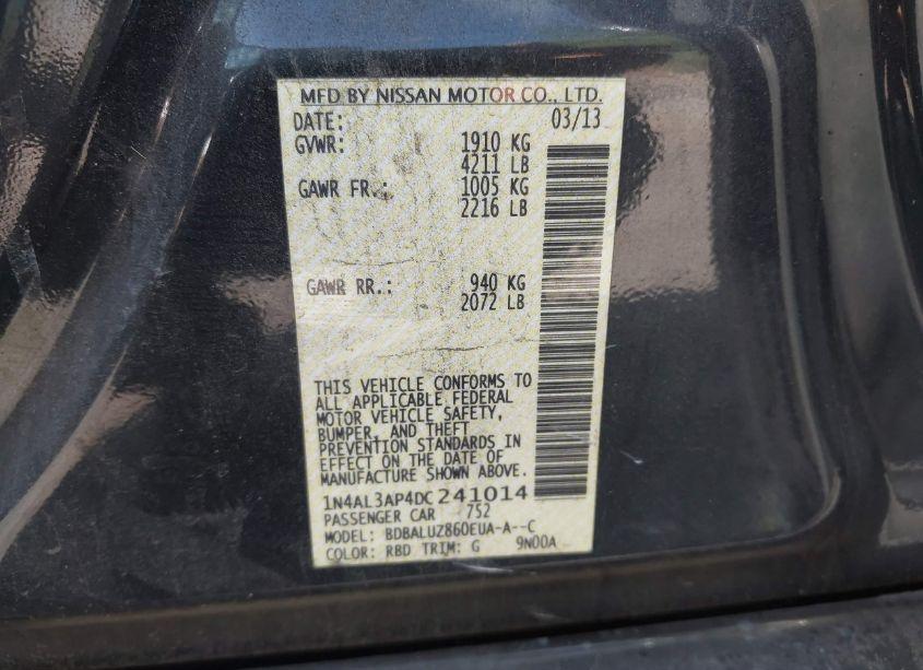 Photo 9 of 2013 Nissan Altima 2.5 SV (VIN 1N4AL3AP4DC241014)