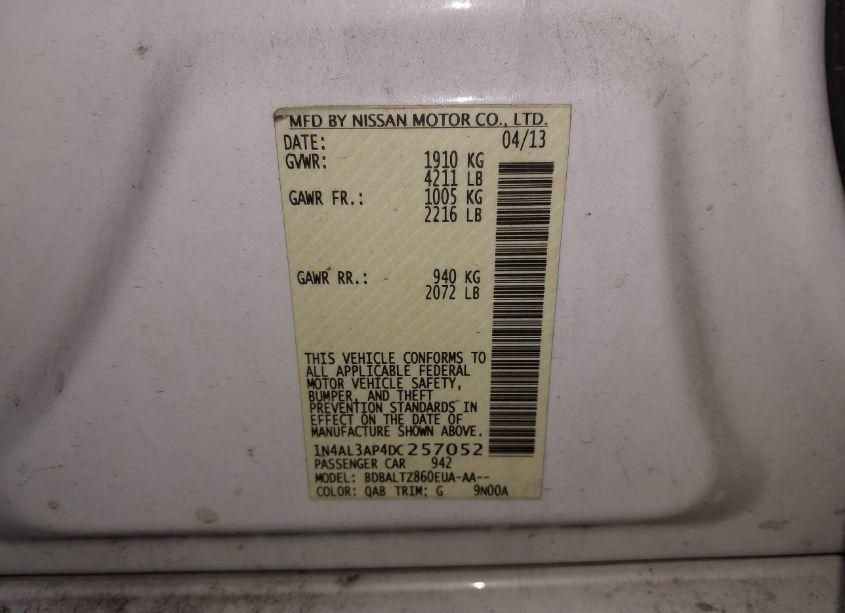 Photo 9 of 2013 Nissan Altima 2.5 SV (VIN 1N4AL3AP4DC257052)