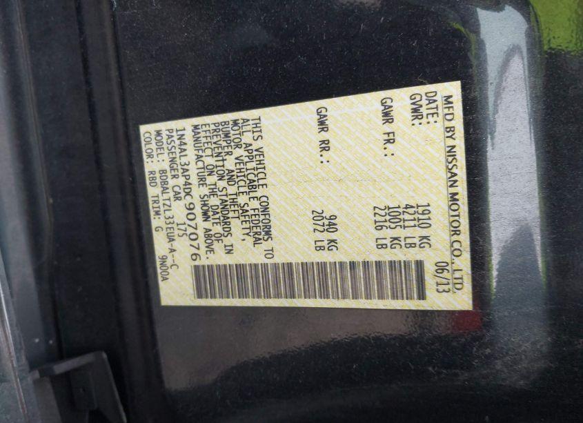 Photo 9 of 2013 Nissan Altima 2.5 SV (VIN 1N4AL3AP4DC907076)