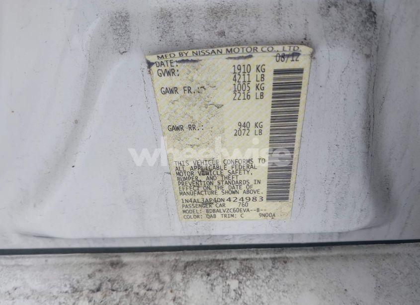 Photo 9 of 2013 Nissan Altima 2.5 SL (VIN 1N4AL3AP4DN424983)