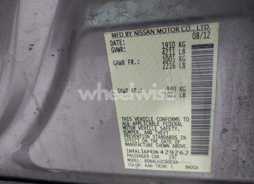 Photo 9 of 2013 Nissan Altima 2.5 SV (VIN 1N4AL3AP4DN429262)