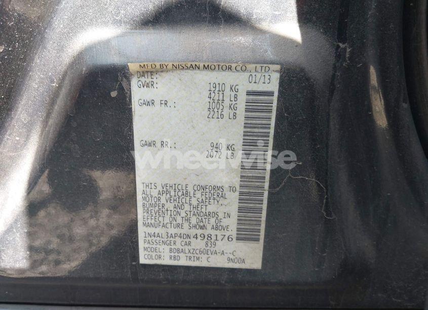 Photo 9 of 2013 Nissan Altima 2.5 SL (VIN 1N4AL3AP4DN498176)