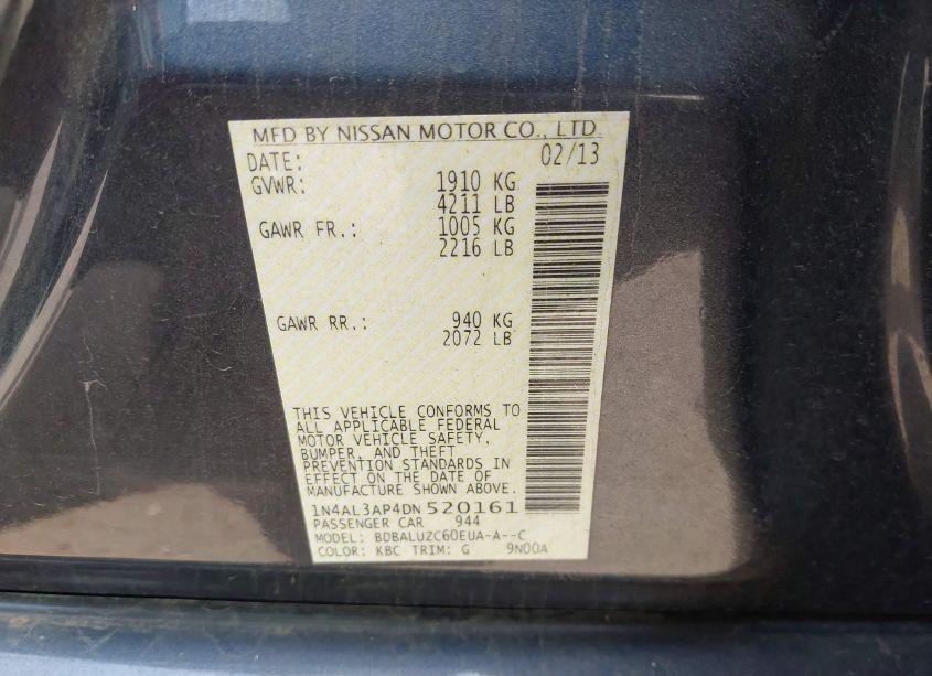 Photo 9 of 2013 Nissan Altima 2.5 SV (VIN 1N4AL3AP4DN520161)