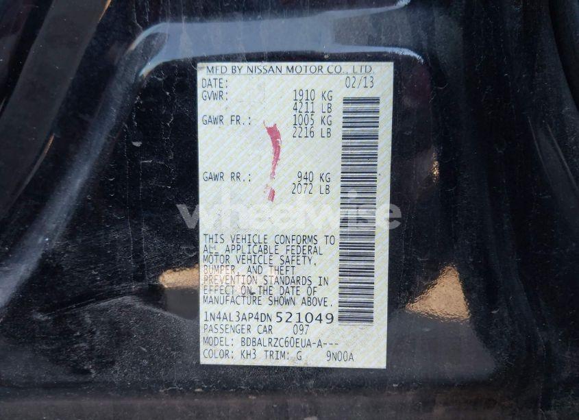 Photo 9 of 2013 Nissan Altima 2.5 S (VIN 1N4AL3AP4DN521049)