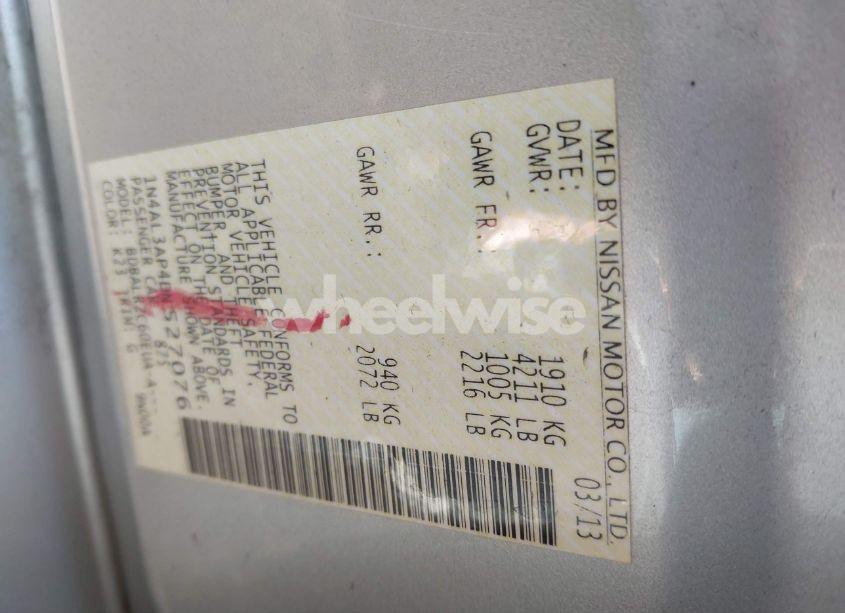 Photo 9 of 2013 Nissan Altima 2.5 S (VIN 1N4AL3AP4DN527076)