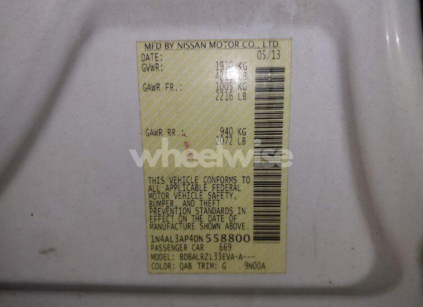 Photo 9 of 2013 Nissan Altima 2.5 S (VIN 1N4AL3AP4DN558800)