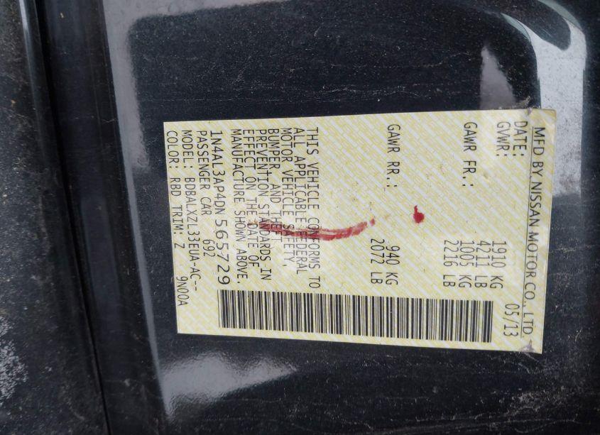 Photo 9 of 2013 Nissan Altima 2.5 SL (VIN 1N4AL3AP4DN565729)