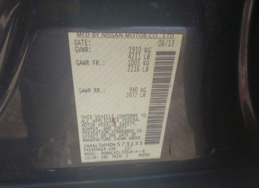 Photo 9 of 2013 Nissan Altima 2.5 SL (VIN 1N4AL3AP4DN573135)