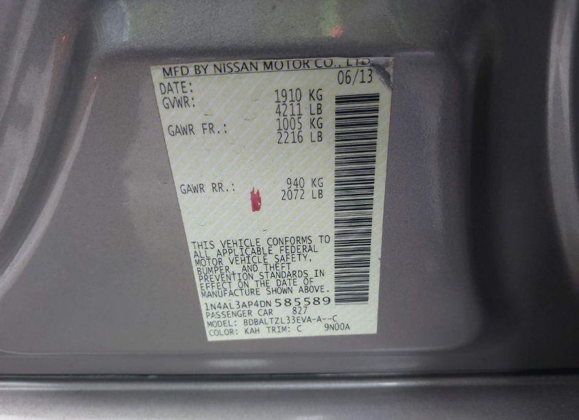 Photo 9 of 2013 Nissan Altima 2.5 SV (VIN 1N4AL3AP4DN585589)