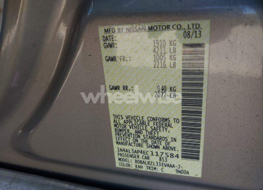 Photo 9 of 2014 Nissan Altima 2.5 S (VIN 1N4AL3AP4EC117584)