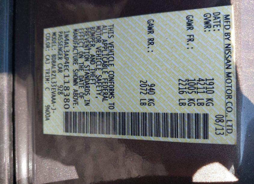 Photo 9 of 2014 Nissan Altima 2.5 S (VIN 1N4AL3AP4EC118380)