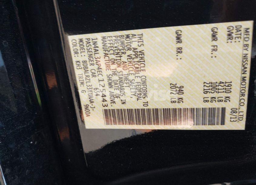 Photo 9 of 2014 Nissan Altima 2.5 S (VIN 1N4AL3AP4EC125443)