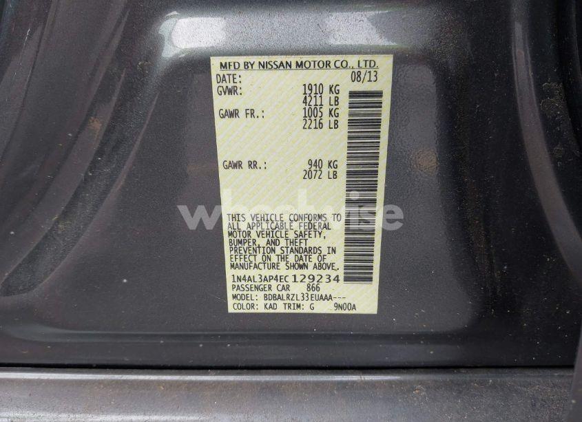 Photo 9 of 2014 Nissan Altima 2.5 S (VIN 1N4AL3AP4EC129234)