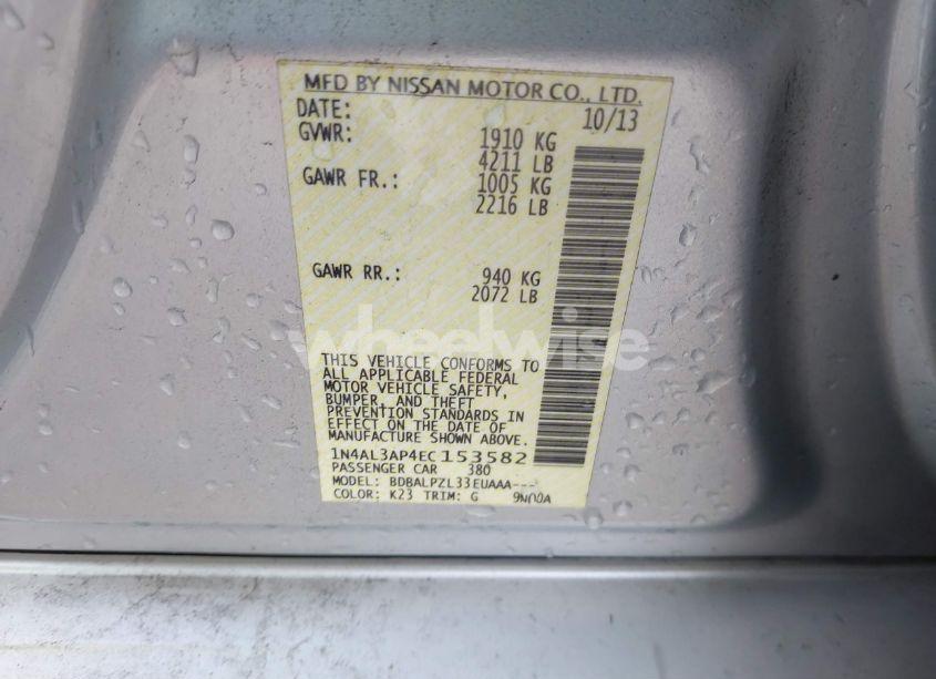 Photo 9 of 2014 Nissan Altima 2.5 (VIN 1N4AL3AP4EC153582)