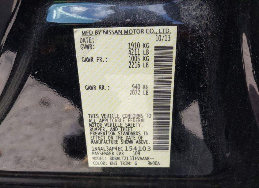 Photo 9 of 2014 Nissan Altima 2.5 SV (VIN 1N4AL3AP4EC154103)