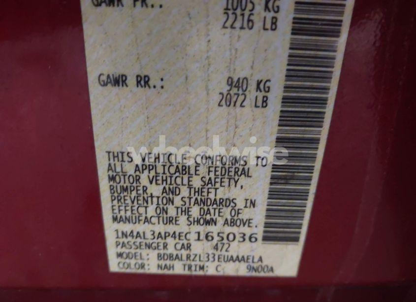 Photo 9 of 2014 Nissan Altima 2.5 S (VIN 1N4AL3AP4EC165036)