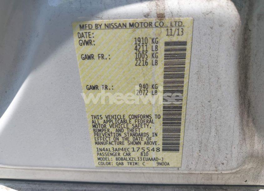 Photo 9 of 2014 Nissan Altima 2.5 SL (VIN 1N4AL3AP4EC175548)