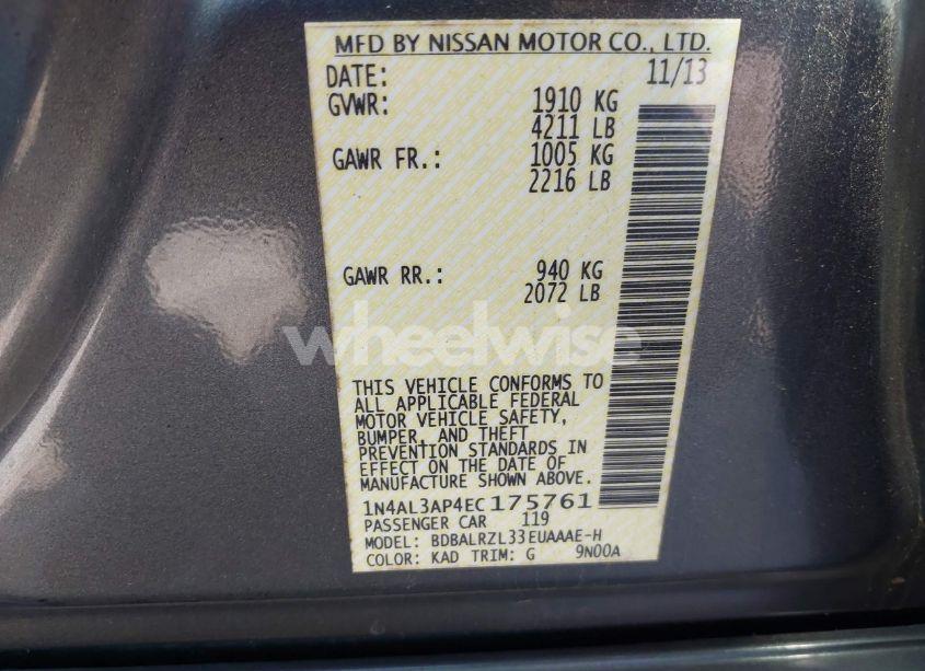 Photo 9 of 2014 Nissan Altima 2.5 S (VIN 1N4AL3AP4EC175761)