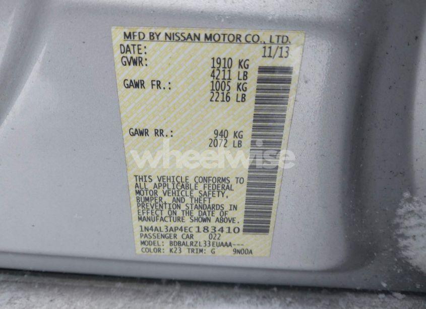 Photo 9 of 2014 Nissan Altima 2.5 S (VIN 1N4AL3AP4EC183410)