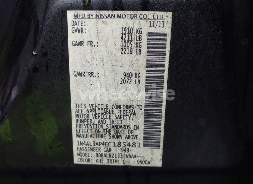 Photo 9 of 2014 Nissan Altima 2.5 S (VIN 1N4AL3AP4EC185481)